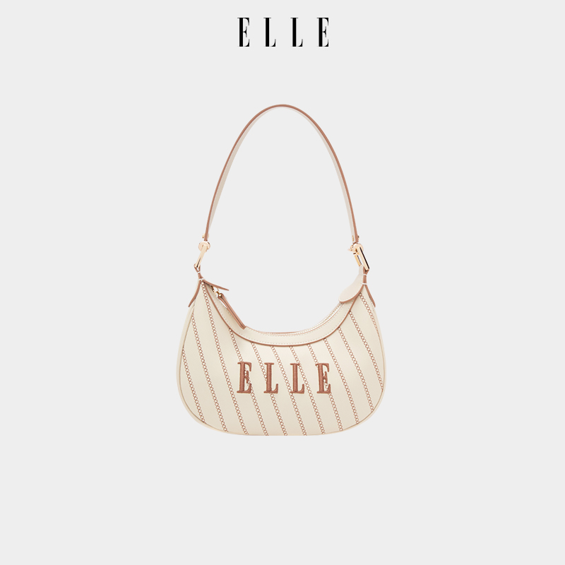 ELLE女包条纹豌豆月牙包