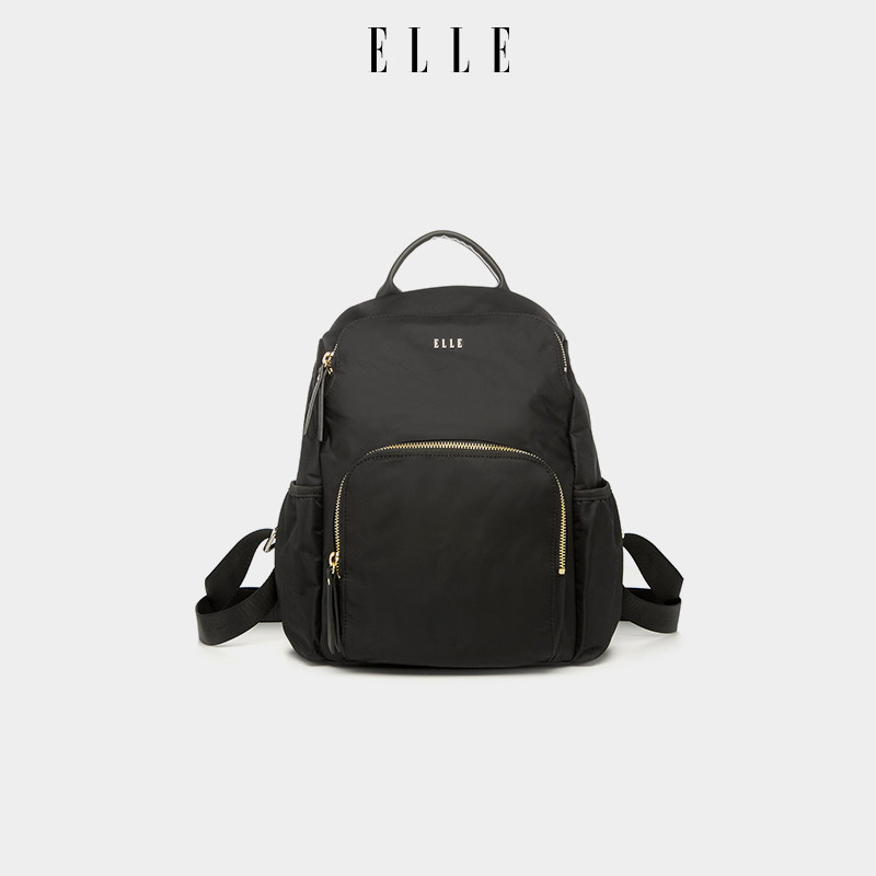 ELLE女包休闲旅游尼龙双肩包骑行背包包大容量电脑包通勤男女书包