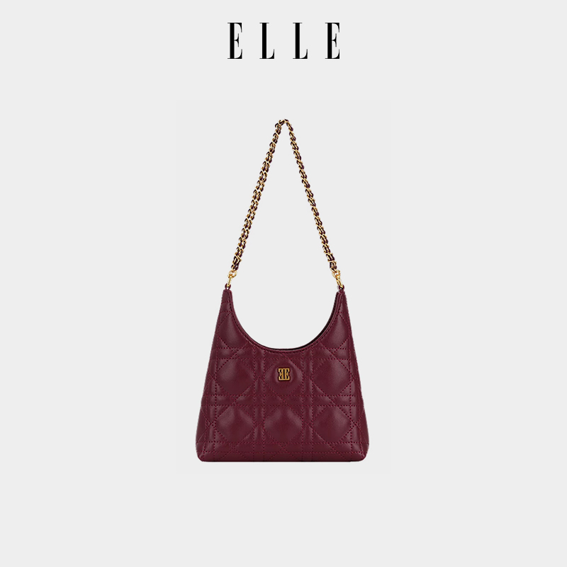 ELLEELLE女包2025新款包包藤格纹手提包手机包斜挎包单肩包小包