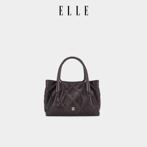 ELLE菱格手提单肩斜挎包轻奢高级