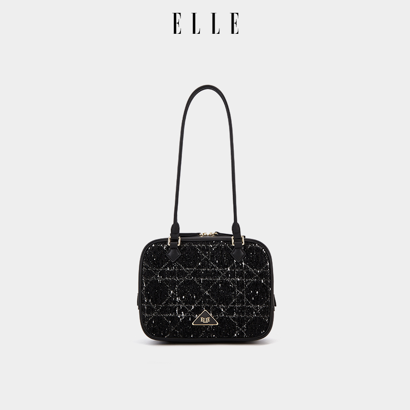 ELLE女包菱格粗花呢手提包通勤女