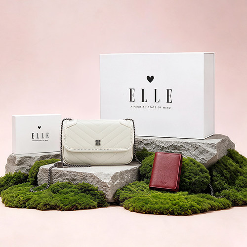 ELLE新款翻盖链条斜挎单肩女包