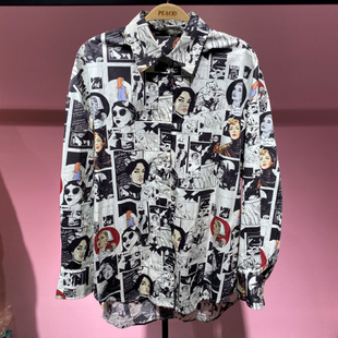 A2CAA1203CO 女休闲时尚 鸟021春装 A2CAA1203宽松原创主题纹样衬衫