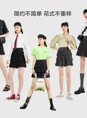 鸟2022显瘦A1GEA1125轻熟百褶裙少女感百搭压褶短裙A1GEA112589