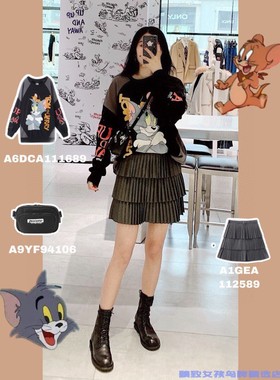 A1GEA1125鸟家女装2022春少女感百搭压褶短裙A1GEA112589