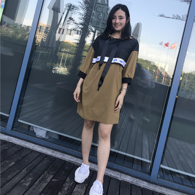 鸟2022秋季A3FA83223新款百搭时尚撞色宽松连帽连衣裙A3FA8322379