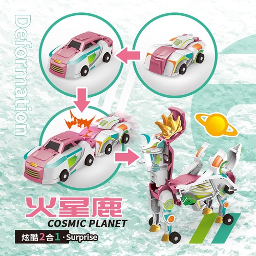魔幻玩具车火星鹿二合一磁力碰撞合体变形创意玩具车礼物卡通jx