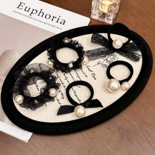 韩国东大门同款 贝珠发圈高弹力轻奢气质小香风头绳名媛发绳CJ