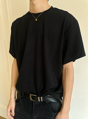 YewPout正肩条纹基础通勤老钱复古cleanfit休闲纯色打底短袖T恤