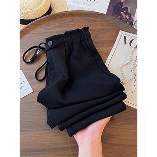 300斤日常简约高腰西装 胖MM宽松气质休闲阔腿裤 裤 薄款 女夏季 大码