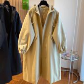 上衣2 胖MM宽松过膝长款 大码 300斤英伦风气质连帽风衣外套女春秋季