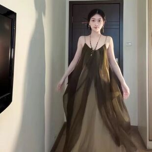 时尚 新款 休闲慵懒风长裙2 300斤胖MM夏季 韩系气质宽松连衣裙女大码