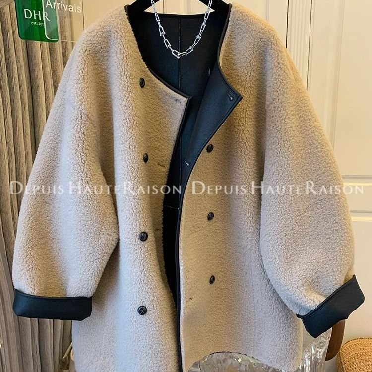 大码300斤高级感羊羔毛两面穿皮毛一体外套女秋冬胖MM气质上衣潮2