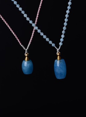 天然海蓝宝吊坠冰种水晶项链饰品