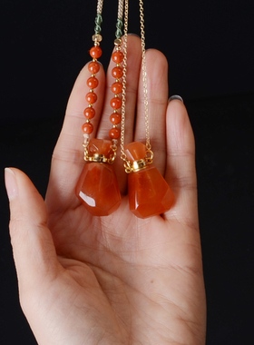 红水晶精油瓶香水瓶红兔毛