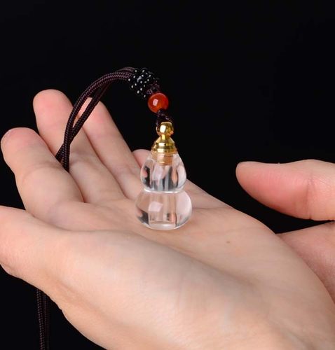 纯天然白水晶葫芦精油瓶 舍利瓶 可放胎毛朱砂空瓶吊坠 福禄进宝 - 封面