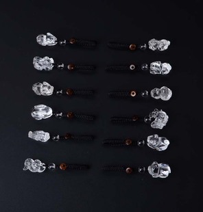 天然白水晶十二生肖鼠牛虎兔龙蛇马羊猴鸡狗猪 钥匙扣包挂手机链