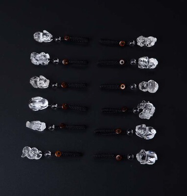 天然白水晶生肖鼠龙蛇手机链