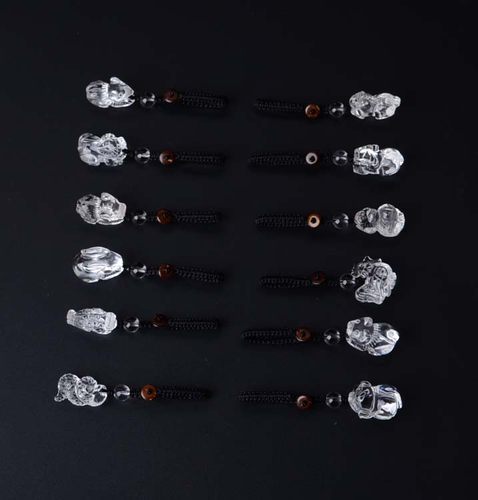 天然白水晶生肖鼠龙蛇手机链