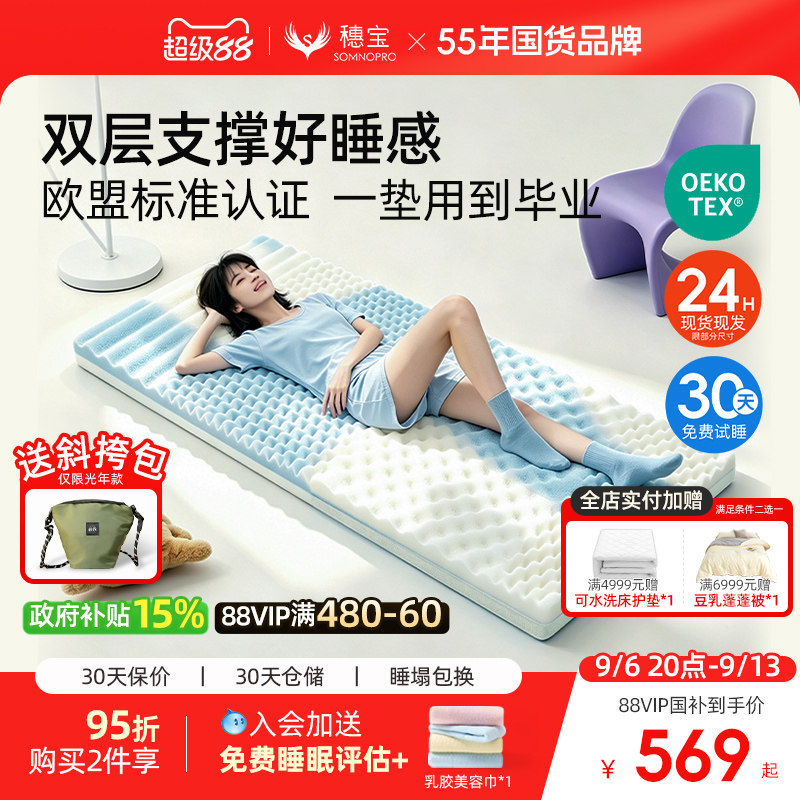 【国补光年】穗宝记忆棉床垫分区单人榻榻米学生褥子软垫90x190图片
