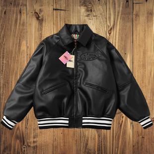 美式正确版恶魔岛美式街头PU皮衣棉服西海岸机车短宽潮流夹克外套