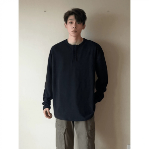 冬季打底衫亨利领德绒打底衫男休闲舒适保暖百搭圆领长袖T恤