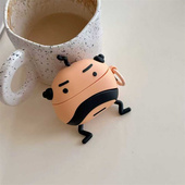 趣味丑萌日系大叔公仔苹果1蓝牙2代适用耳机壳airpods3女款 pro2代挂饰airpods4代少女心苹果pro3代保护套