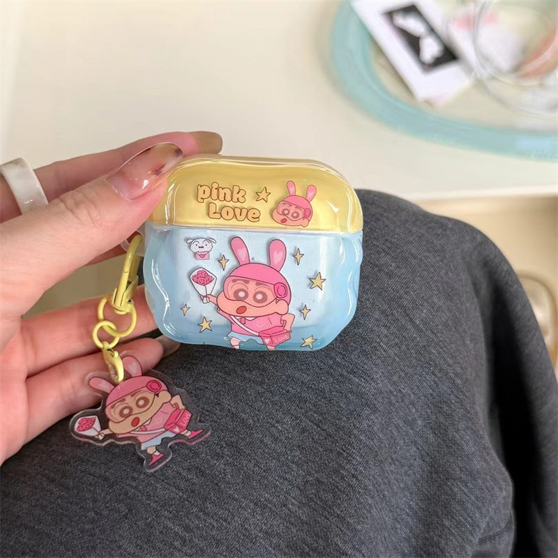 ins日漫可爱趣味卡通苹果1蓝牙2代适用耳机壳airpods3女款pro2代挂饰airpods4代少女心保护套