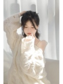 2026春秋季 宽松钩花镂空慵懒风马海毛前短后长针织甜美毛衣裙女仙