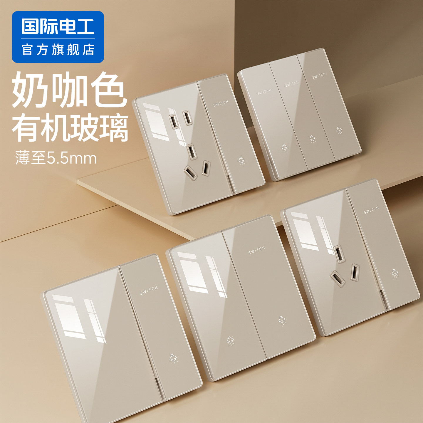 国际电工官方正品双控开关插座