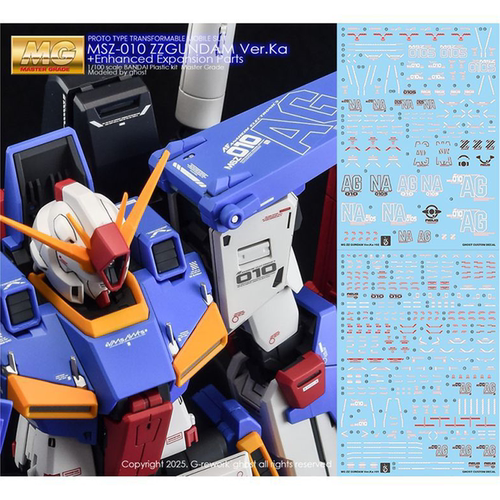 炎 GHOST MG 卡版ZZ水贴 高达 KAZZ 主体+强化组件 模型 荧光水贴