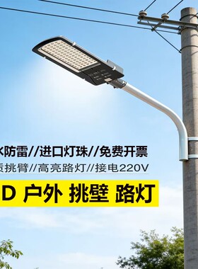 户外超亮led路灯头防水庭院灯小区广场新农村道路挑臂电线杆220V