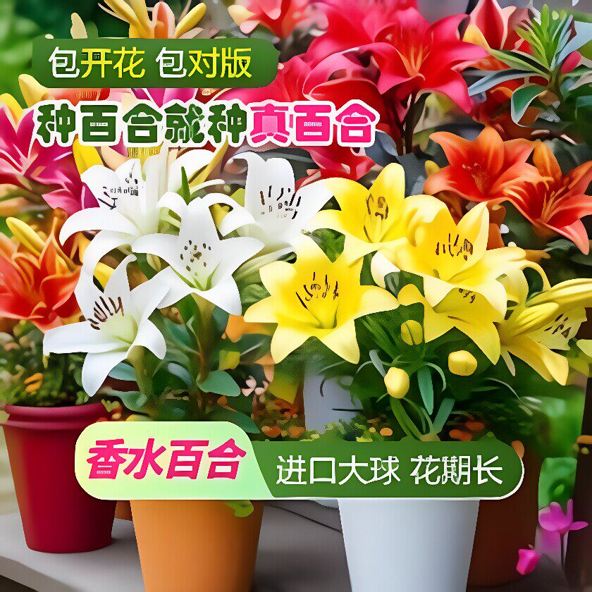 荷兰进口巨大香水百合花种子球重瓣室内外阳台盆栽耐寒客厅水培