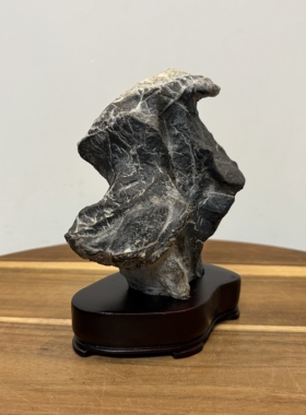 天然灵璧石象形石立供小摆件 原石原底 书桌茶桌办公桌面意境山形