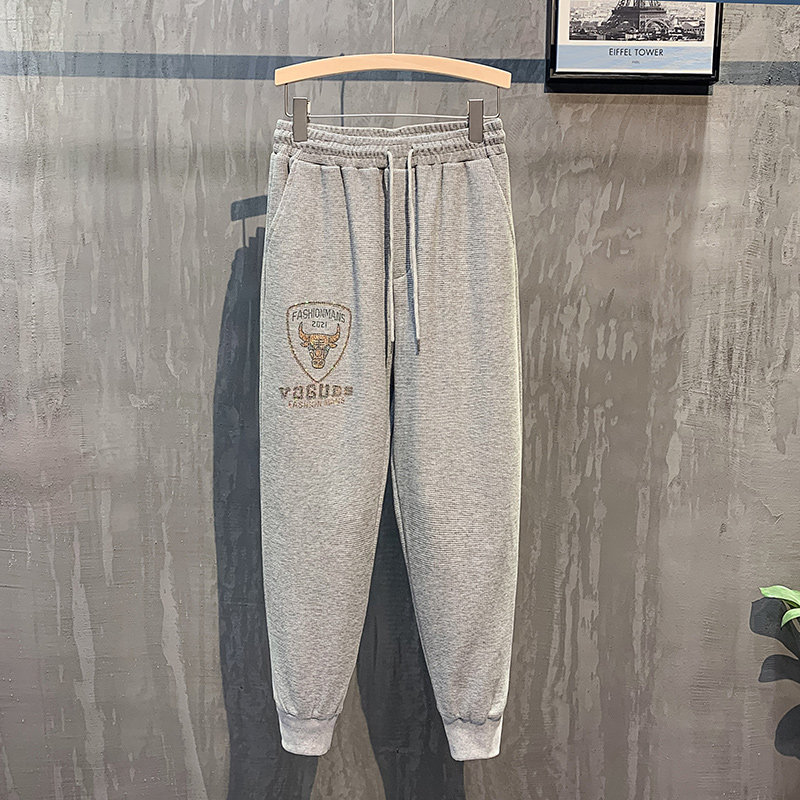 灰色挂拍2023秋装九分裤男青年束脚运动卫裤潮K8002-P65 控98图片