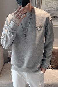 绿色 2023冬装修身印花圆领加绒卫衣男潮W6003加绒-P58 控88图片