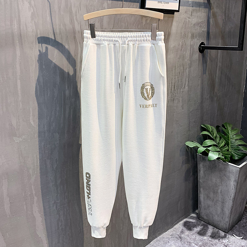 白色挂拍2023秋装九分裤男青年束脚运动卫裤潮K8007-P65 控98图片