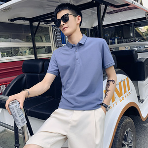 蓝色 2020街拍精神小伙修身polo衫男士短袖T恤 PL88-P35特 控价59图片