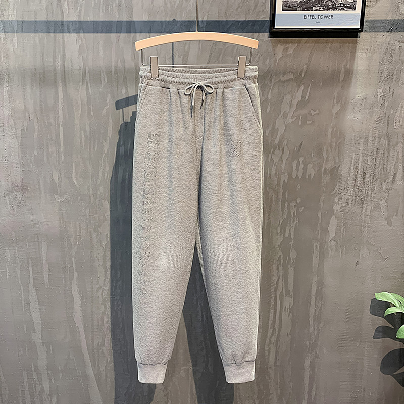 灰色挂拍2023秋装九分裤男青年束脚运动卫裤潮K8001-P65 控98图片