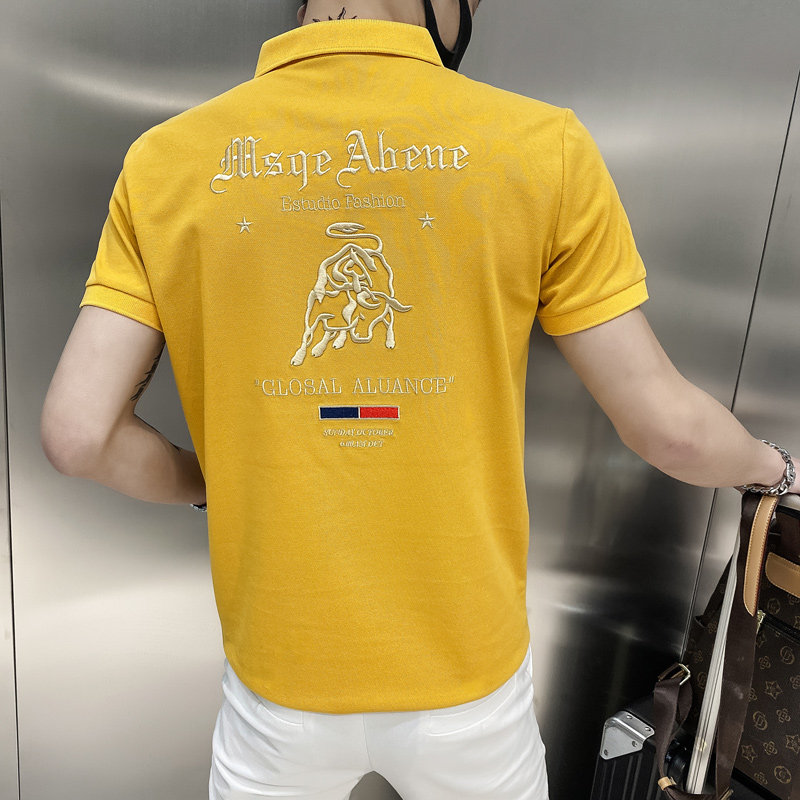 黑色2021店主风精神小伙修身polo衫男士短袖T恤PL51-P48控价68,男装Polo衫,电商A108