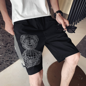 黑色 2023夏装精神小伙五分裤男青年运动短裤汉滩裤DK24-P45,控65图片
