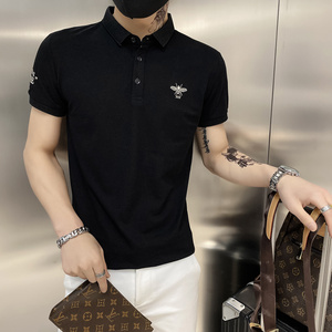 黑色 2021店主风精神小伙修身polo衫男士短袖T恤 PL50-P48 控价68图片
