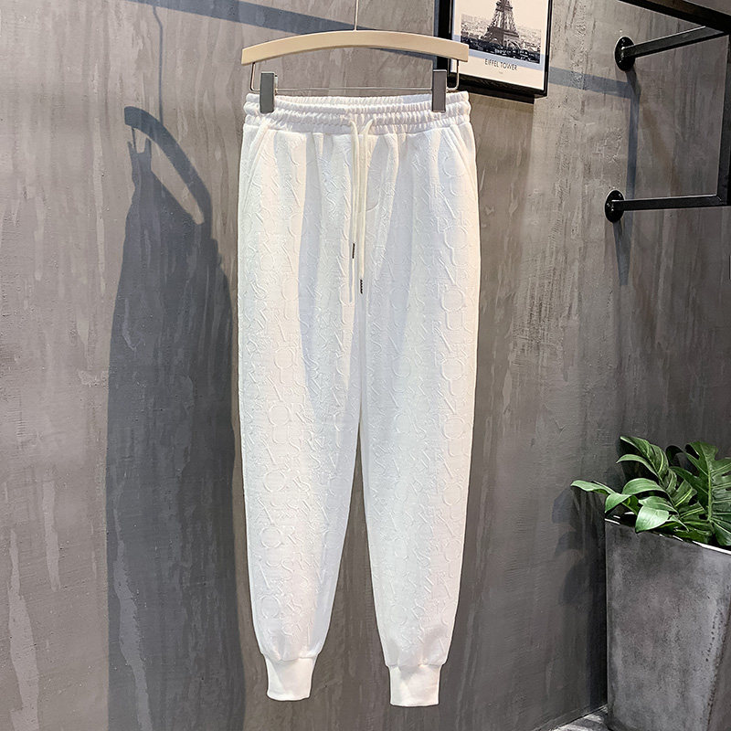 白色挂拍2023秋装九分裤男青年束脚运动卫裤潮K8004-P55控79,男装休闲裤,电商A108