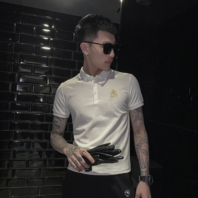 白色2020精神小伙修身polo衫男士短袖T恤PL51-P48控价68，男装Polo衫，电商A108