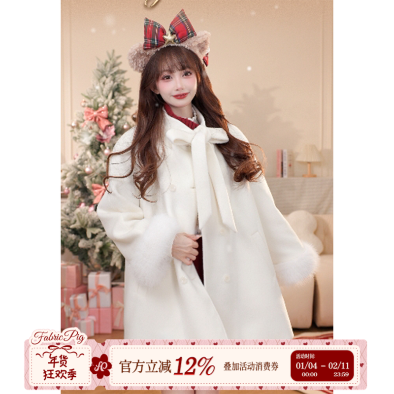 织物猪 恋恋冬日 千金风杏白色毛呢外套女冬季小个子保暖毛毛大衣,女装/女士精品,毛呢外套,淘宝优惠券,粉丝福利购,淘宝优惠卷