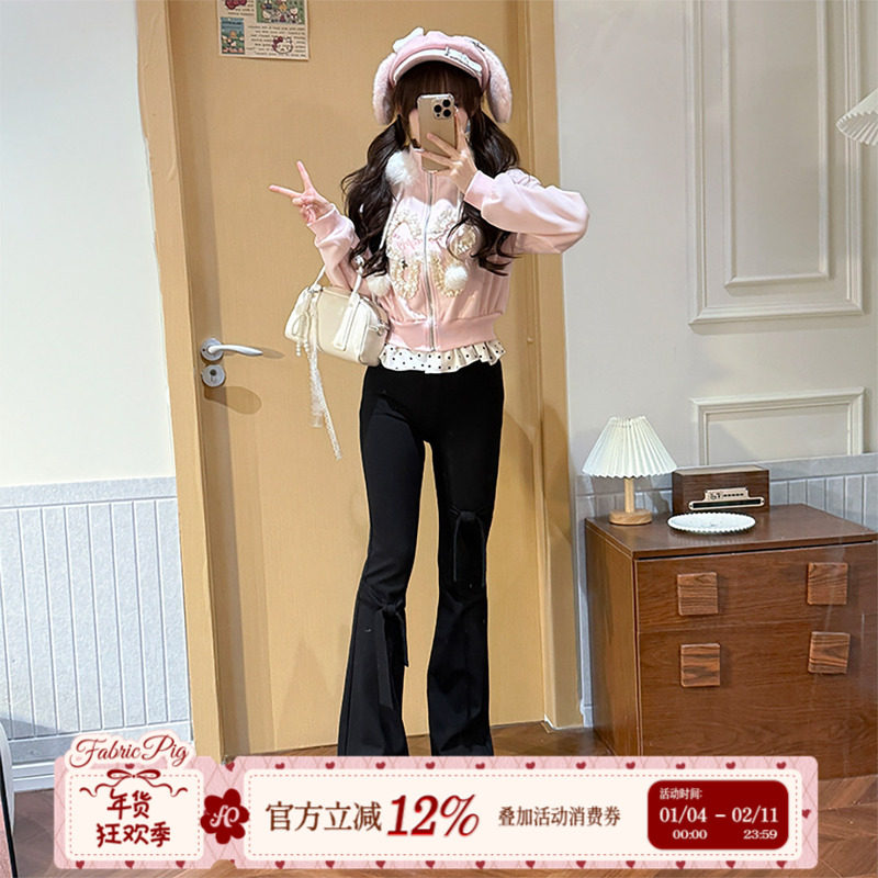 织物猪 氧气甜莓 甜美风假两件连帽卫衣女冬休闲粉色蝴蝶毛领外套,女装/女士精品,卫衣/绒衫,淘宝优惠券,粉丝福利购,淘宝优惠卷