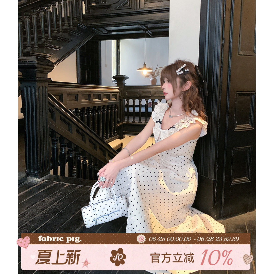 法式千金风miu系波点连衣长裙