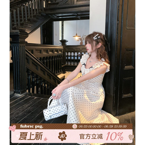 法式千金风miu系波点连衣长裙