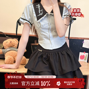 霍梨学院 织物猪原创 日系学院风蓝黑色收腰显瘦JK水手服制服套装