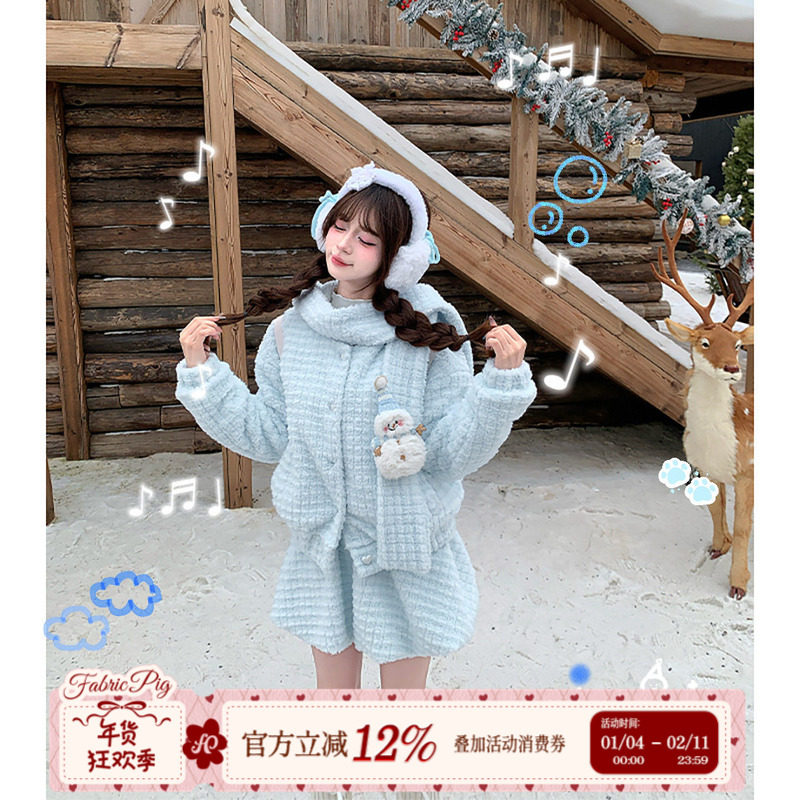 织物猪 奶芙泡泡 甜美风加绒连帽棉服女秋冬奶fufu毛绒保暖外套,女装/女士精品,棉衣/棉服,淘宝优惠券,粉丝福利购,淘宝优惠卷